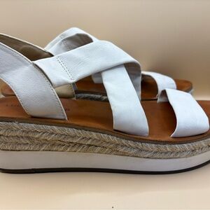 Lucky Brand Women JOHANNAS Off White Braided Wedge Platform Sandal Size 9.5